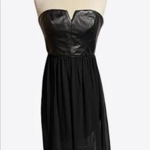 Betsey Johnson pleather top and chiffon bottom maxi dress